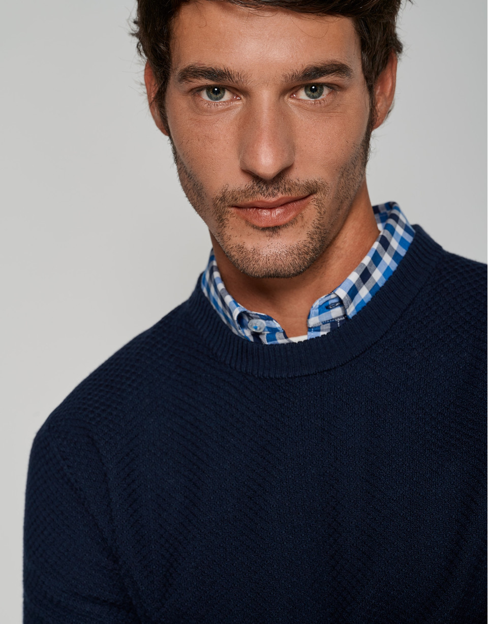 Navy blue structured sweater
