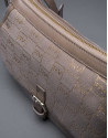 Bolso Natalia en jaquard RV  topo con lurex dorado y piel vaqueta 