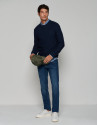 Navy blue structured sweater
