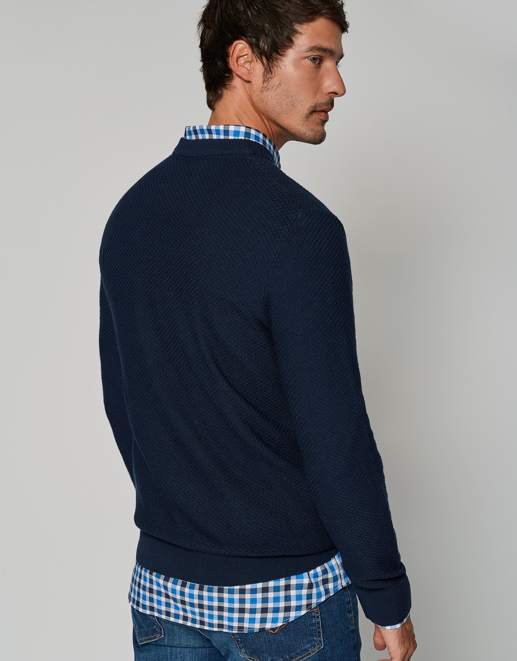 Navy blue structured sweater