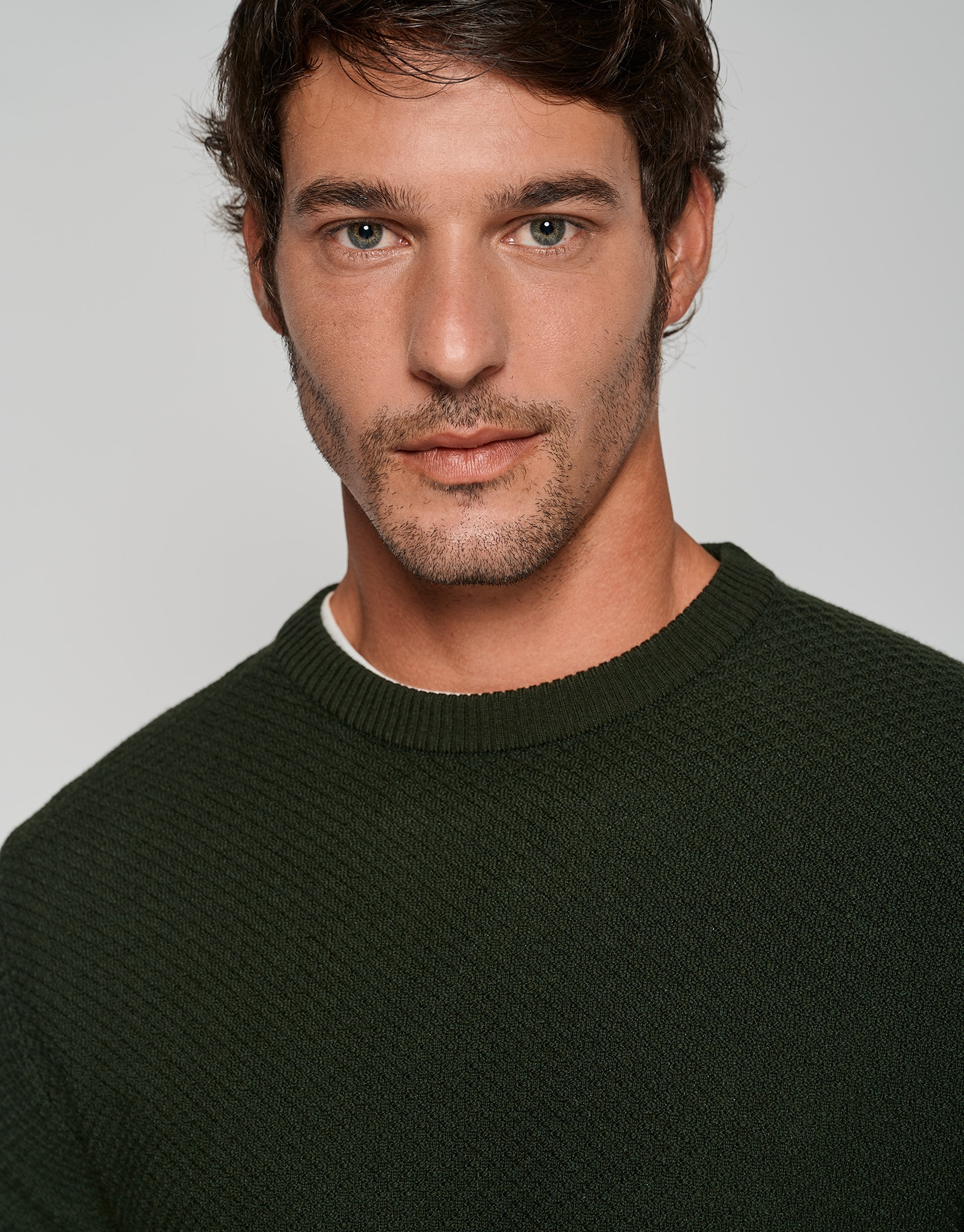 Kakhi green structured sweater