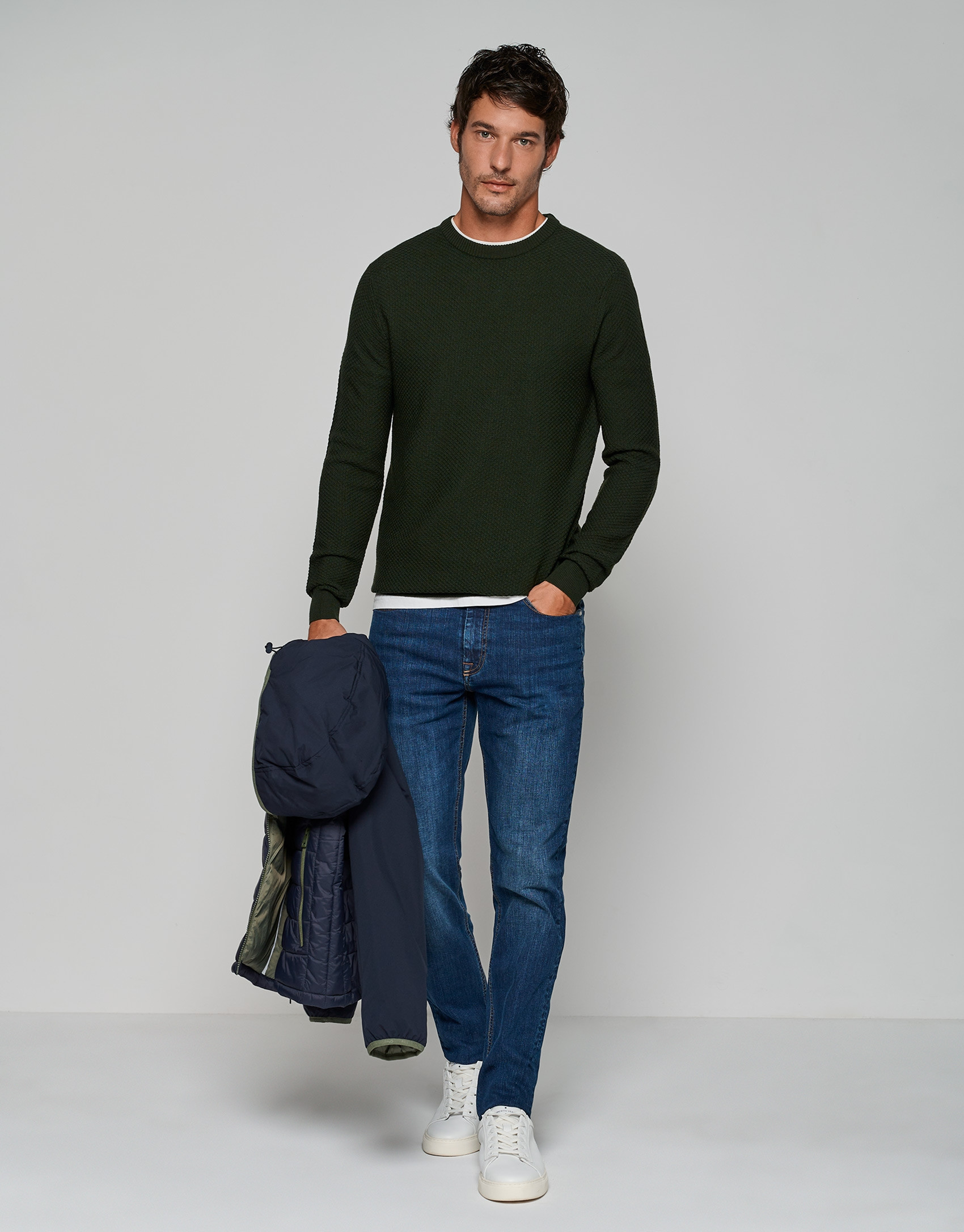 Kakhi green structured sweater