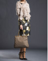 Birdy jacquard bag with RV logo, gilded lurex and metallic leather 