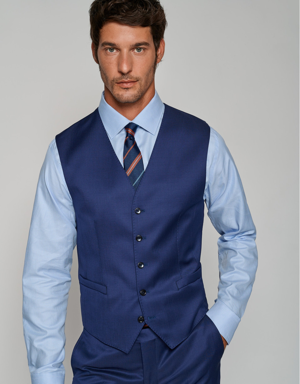 Ink blue wool dress vest