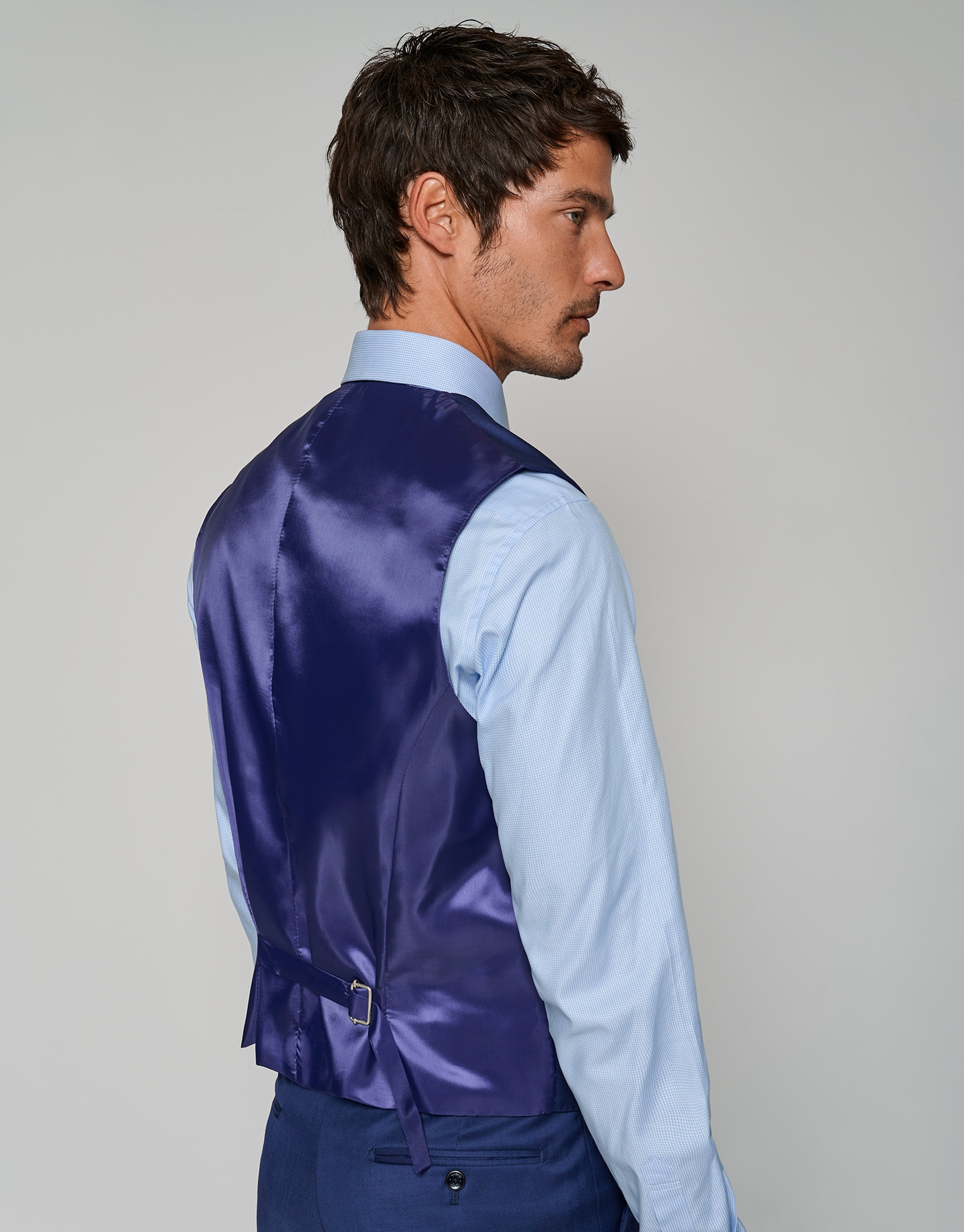 Ink blue wool dress vest