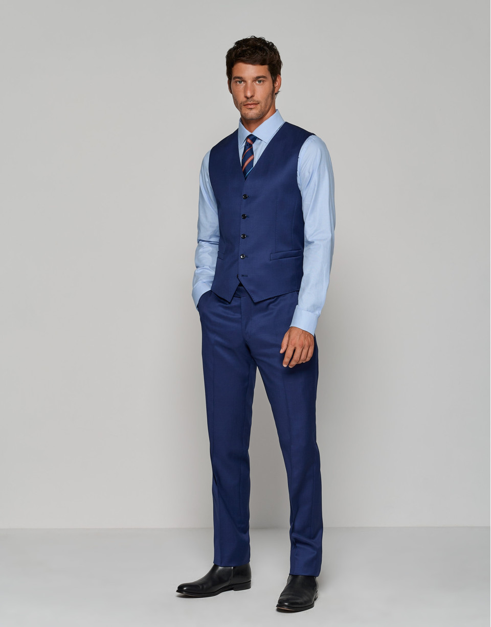 Ink blue wool dress vest