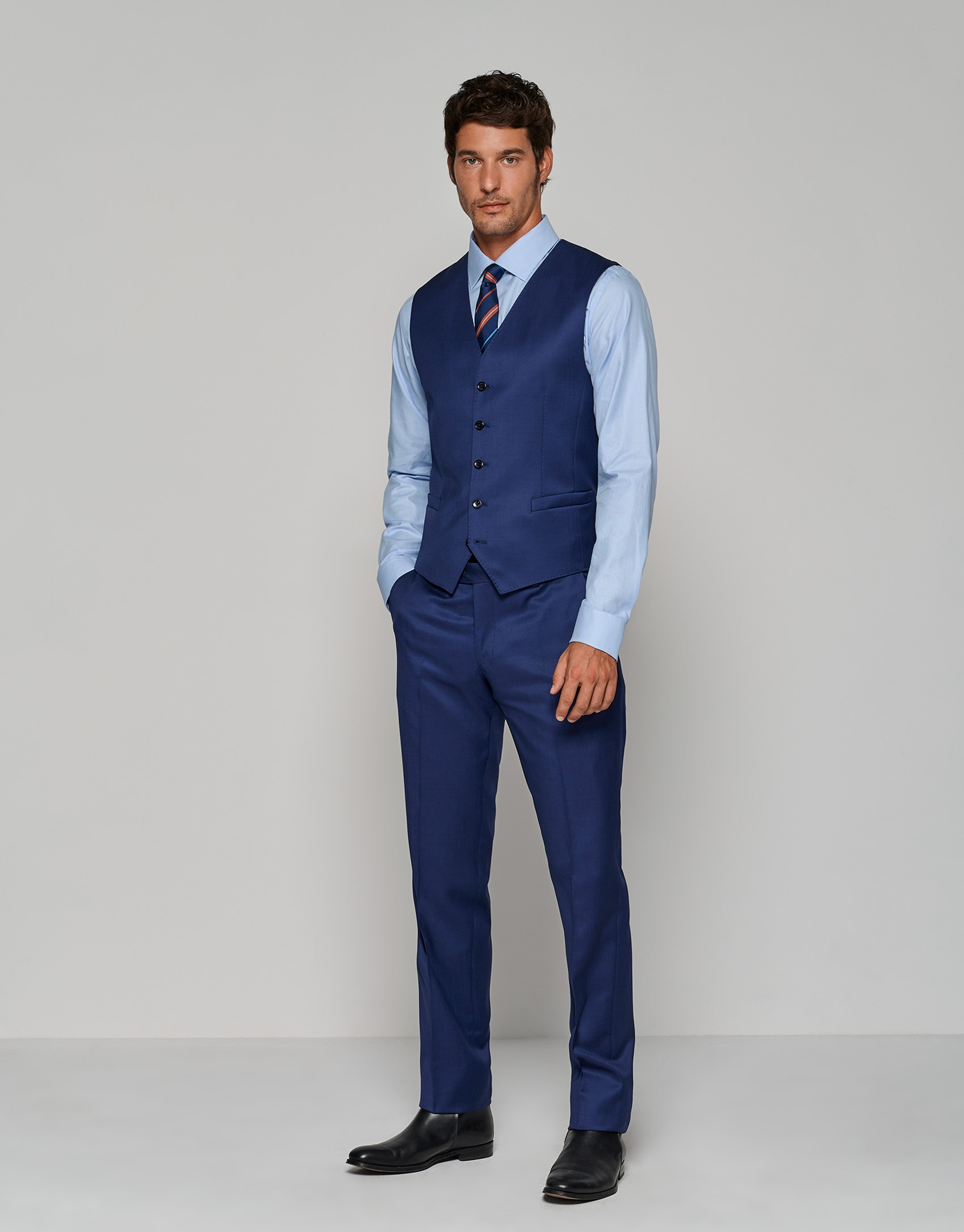 Ink blue wool dress vest