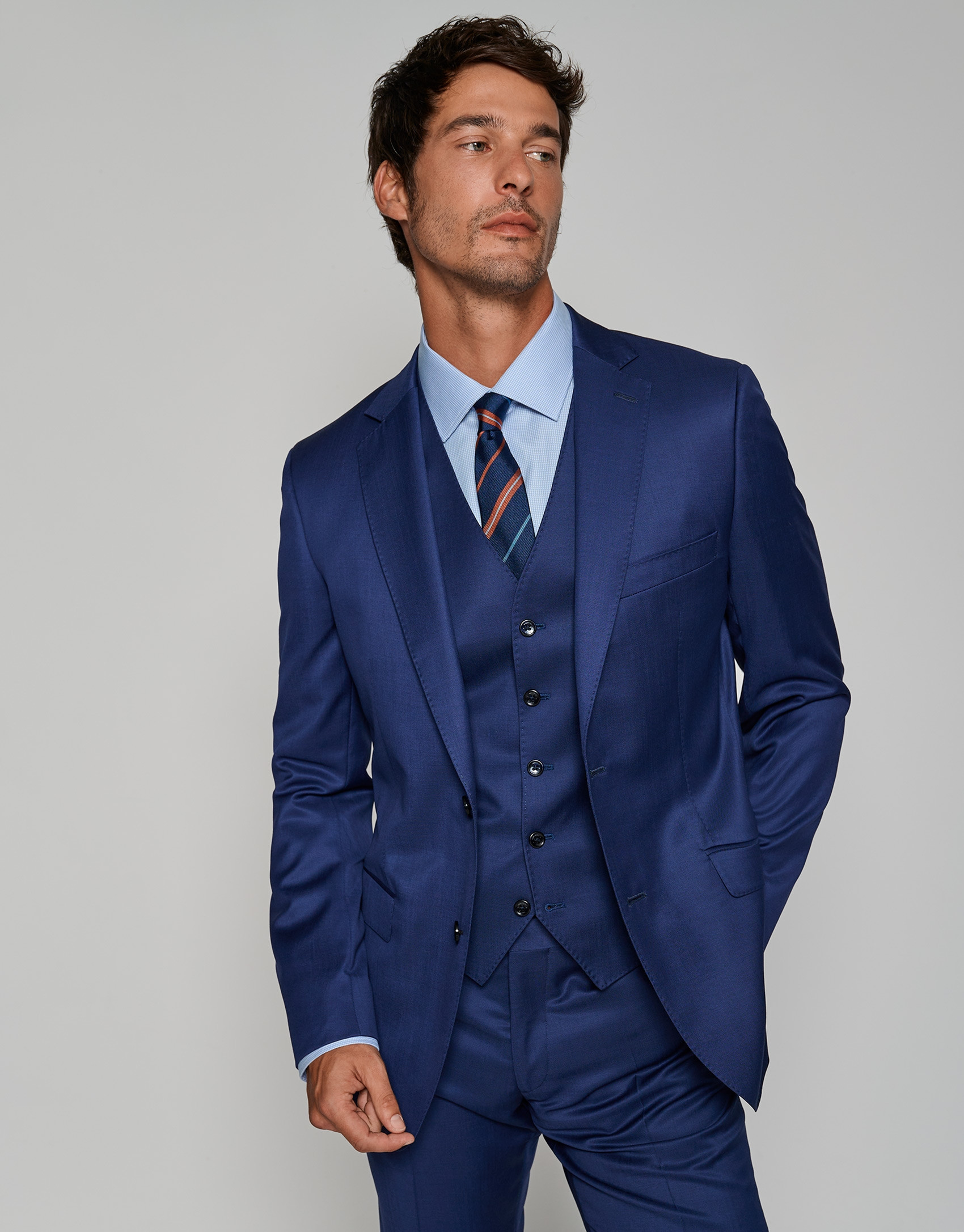 Ink blue wool dress vest