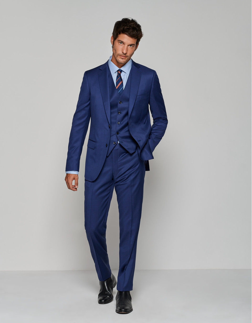 Ink blue wool dress vest