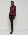 Purple and camel reversible quilted down jacket
