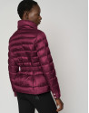 Purple and camel reversible quilted down jacket