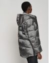 Gray quilted windbreaker with hood and side slits 
