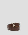 Brown leather belt with backstitching