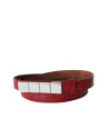 Red narrow belt golden buckle