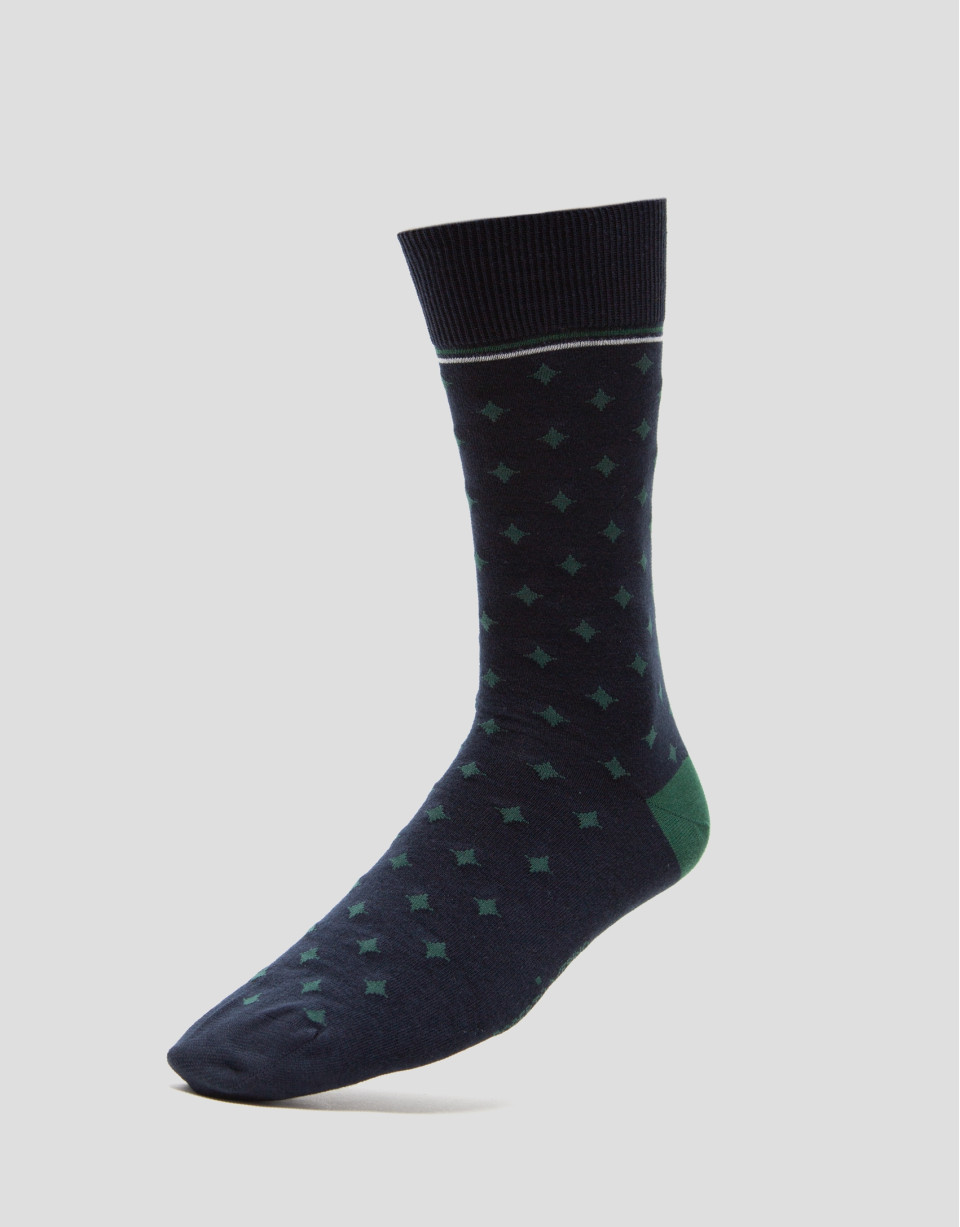Pack of green checked jacquard socks