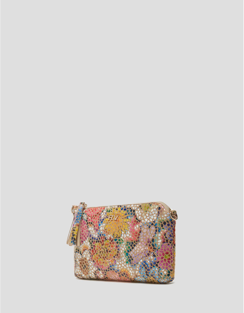 Multicolorfloral Lisa Nano leather clutch bag