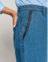 Blue denim wide pants with 4 pockets