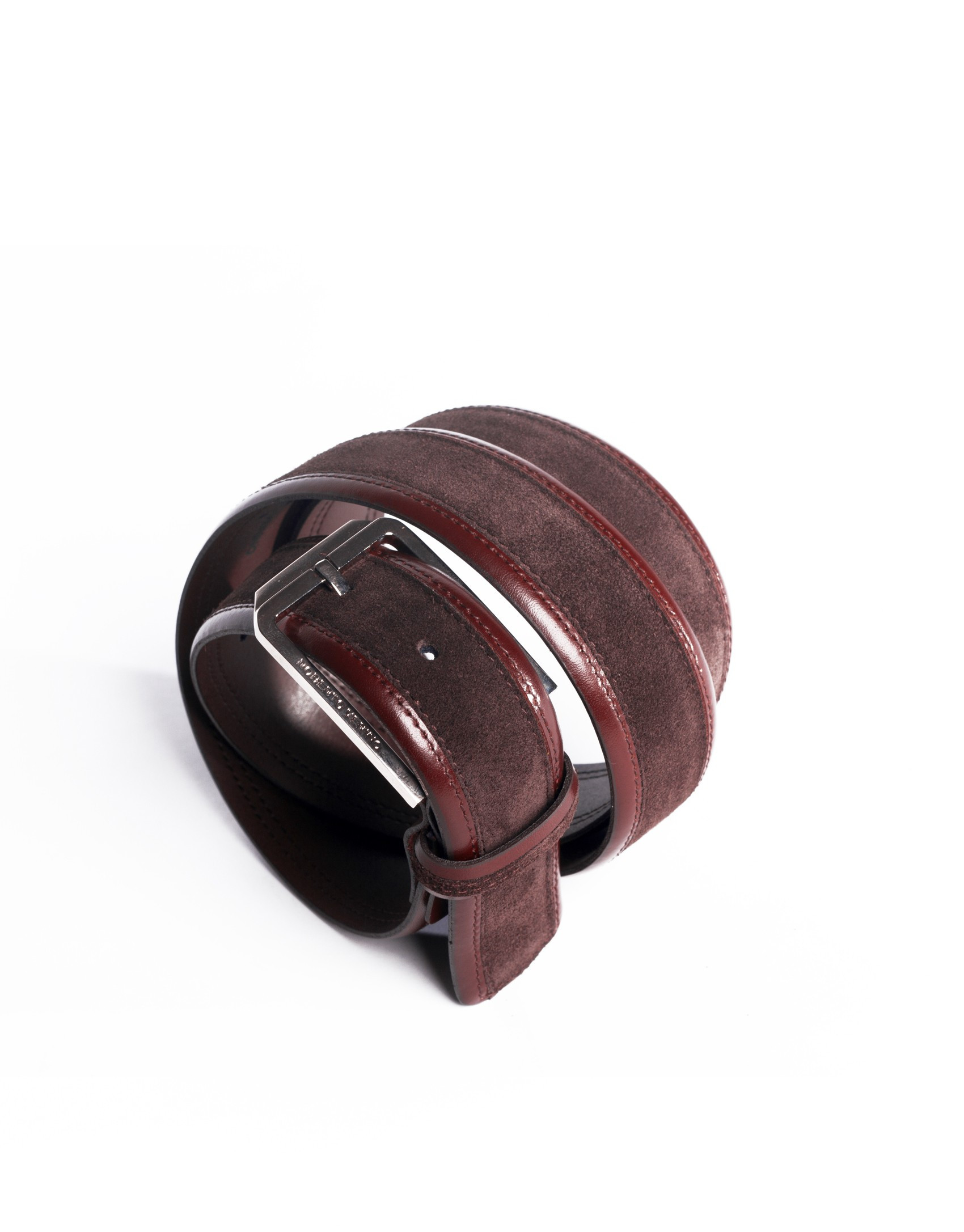 Brown contrast beveled-edge belt 