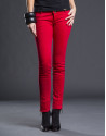Narrow red pants with pockets 