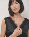 Black lace top with V-neck - Woman - SS2024 | Roberto Verino