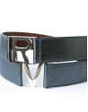 Wide grey leather belt