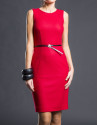 Vestido entallado rojo cinturón
