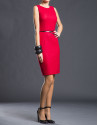 Vestido entallado rojo cinturón