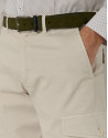 Khaki suede belt with navy blue contrasts - Man | Roberto Verino