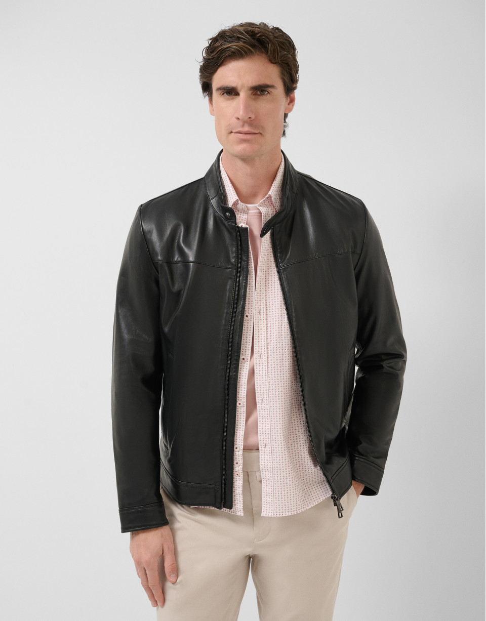 Black napa windbreaker with breast pockets