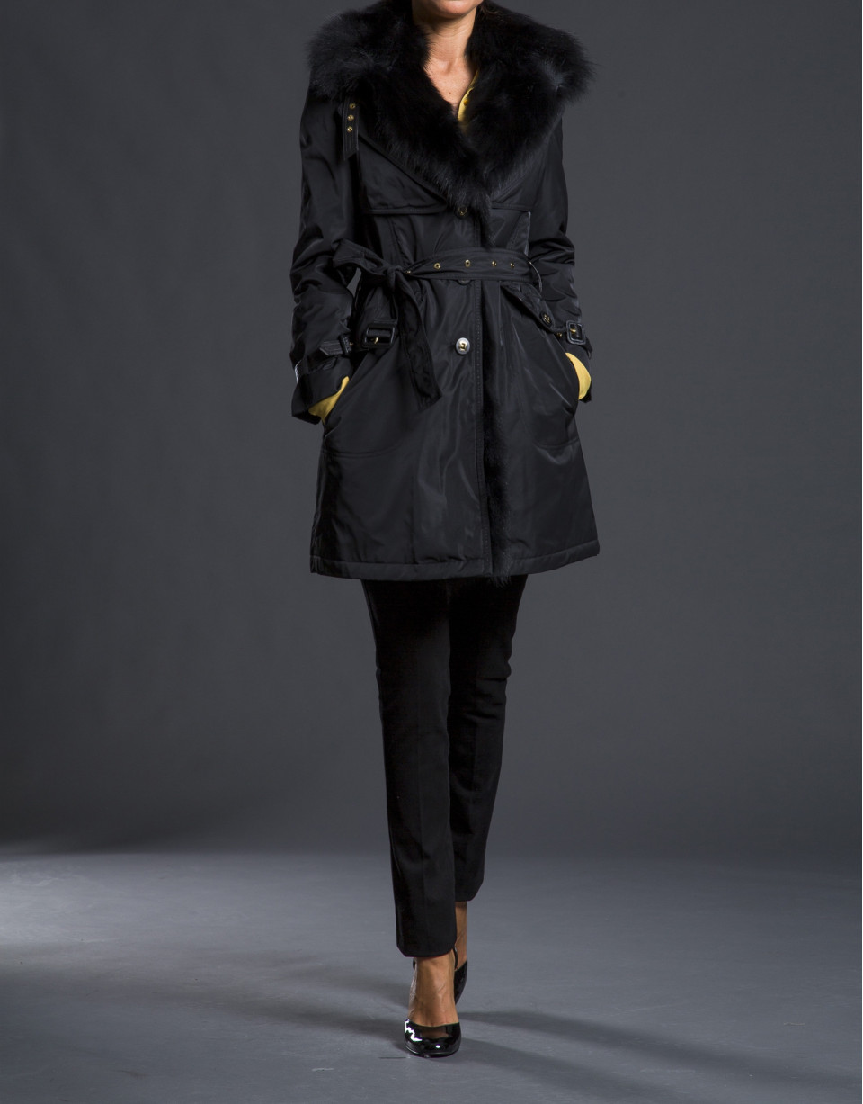 Abrigo-trench pelo natural