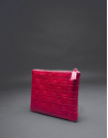 Red leather vanity case with embossed RV