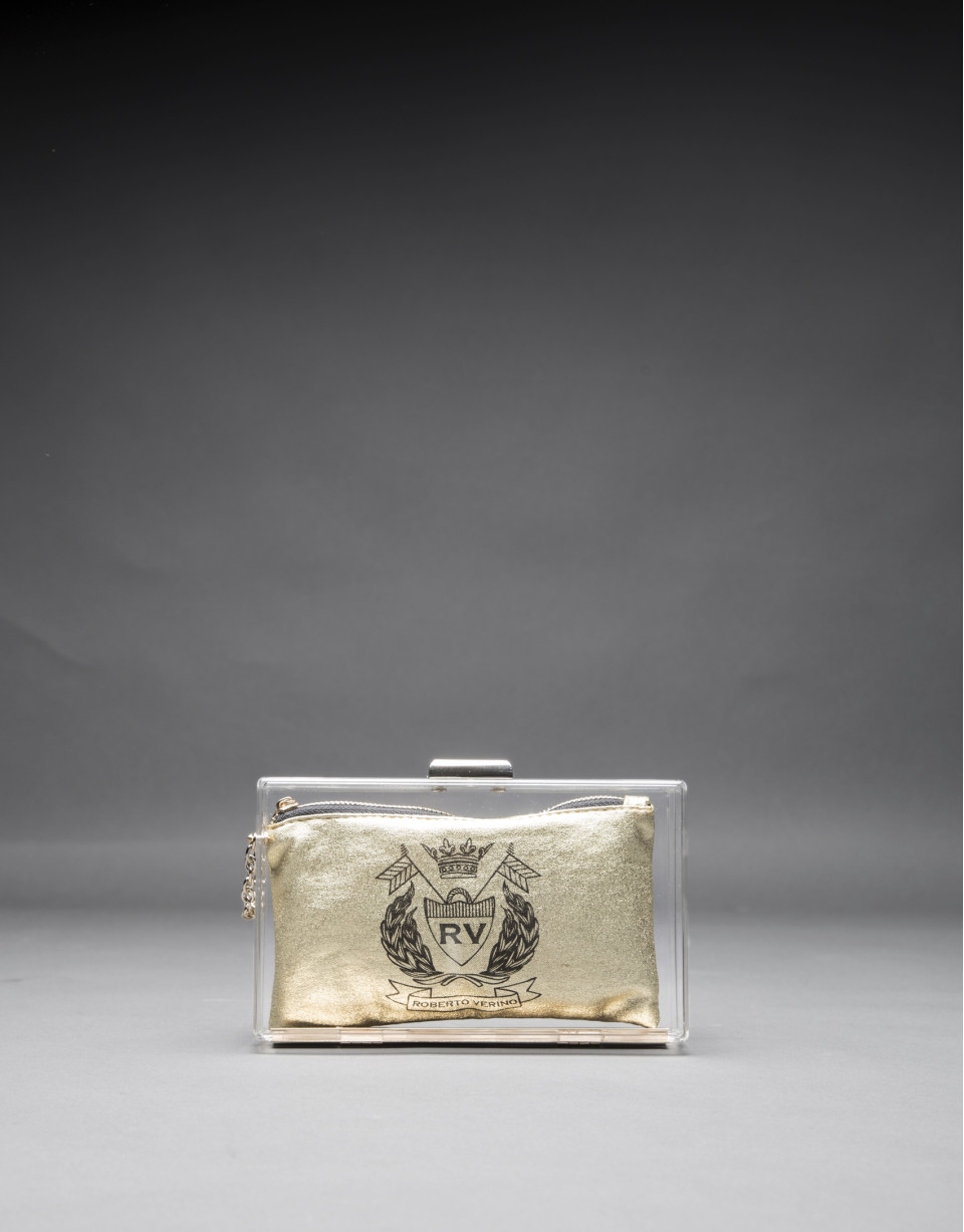 Diva bag in transparent vinyl with gilded fabric change purse 