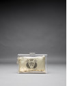 Bolso Diva en vinilo  transparente y monedero en tejido dorado