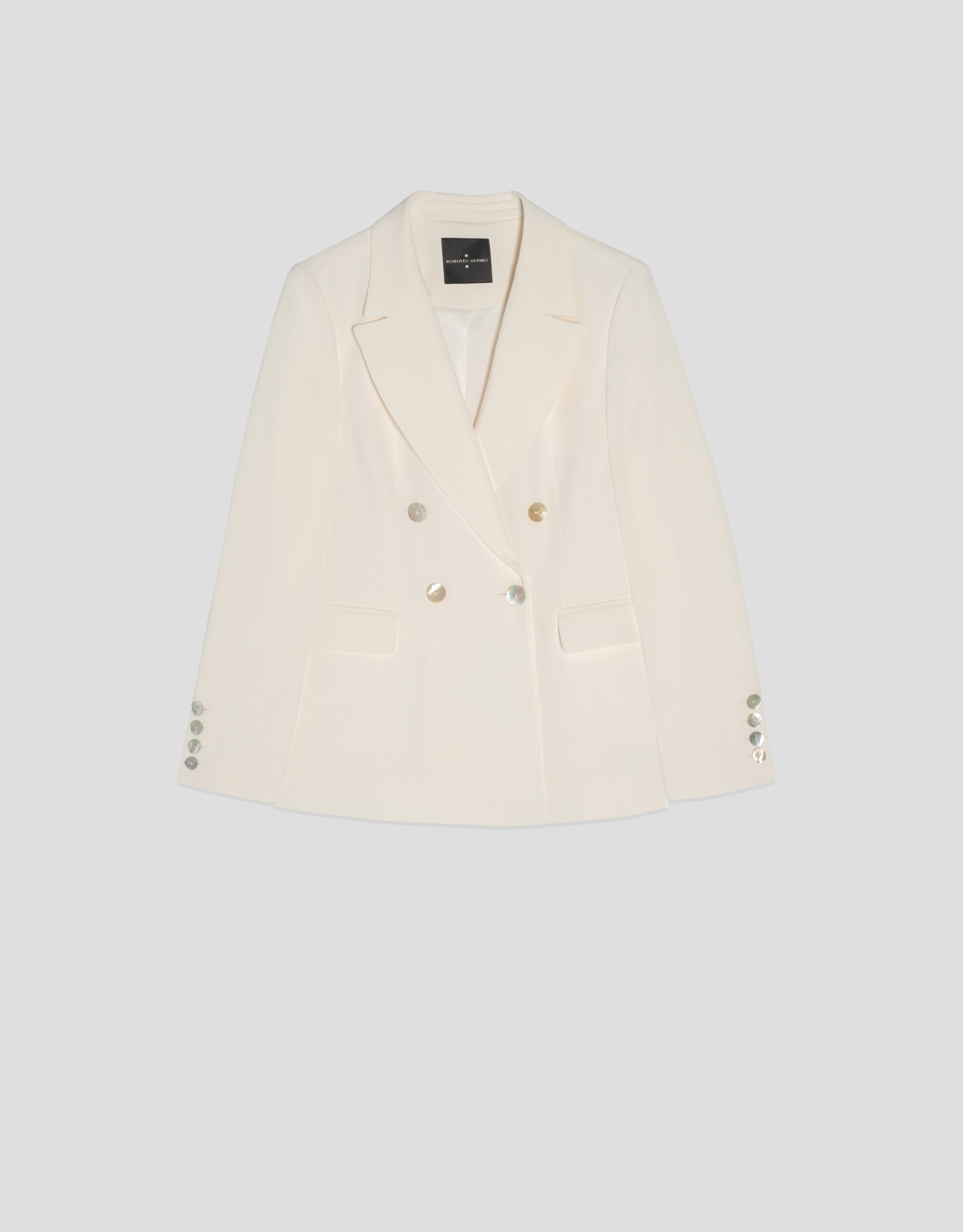 Off-white crepe double-breasted blazer