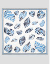 Pañuelo seda blanco con diseño de hojas azules