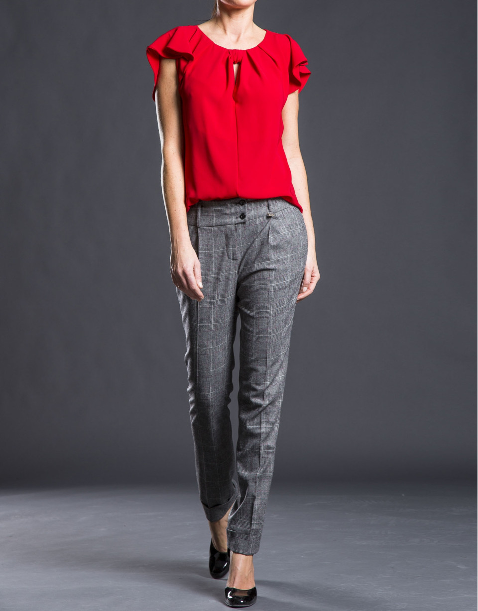 Red ruffled fantasy top