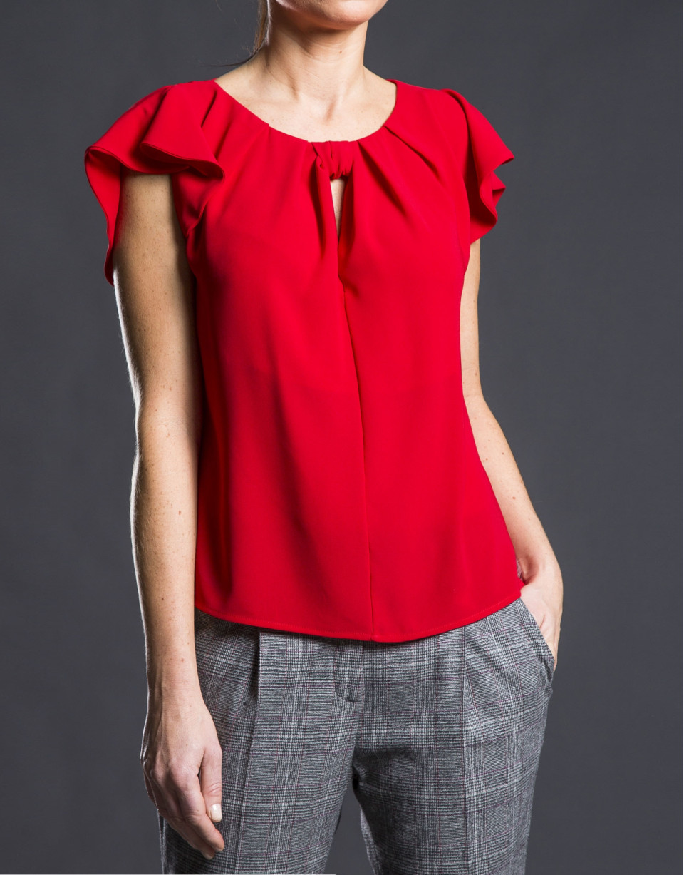 Red ruffled fantasy top