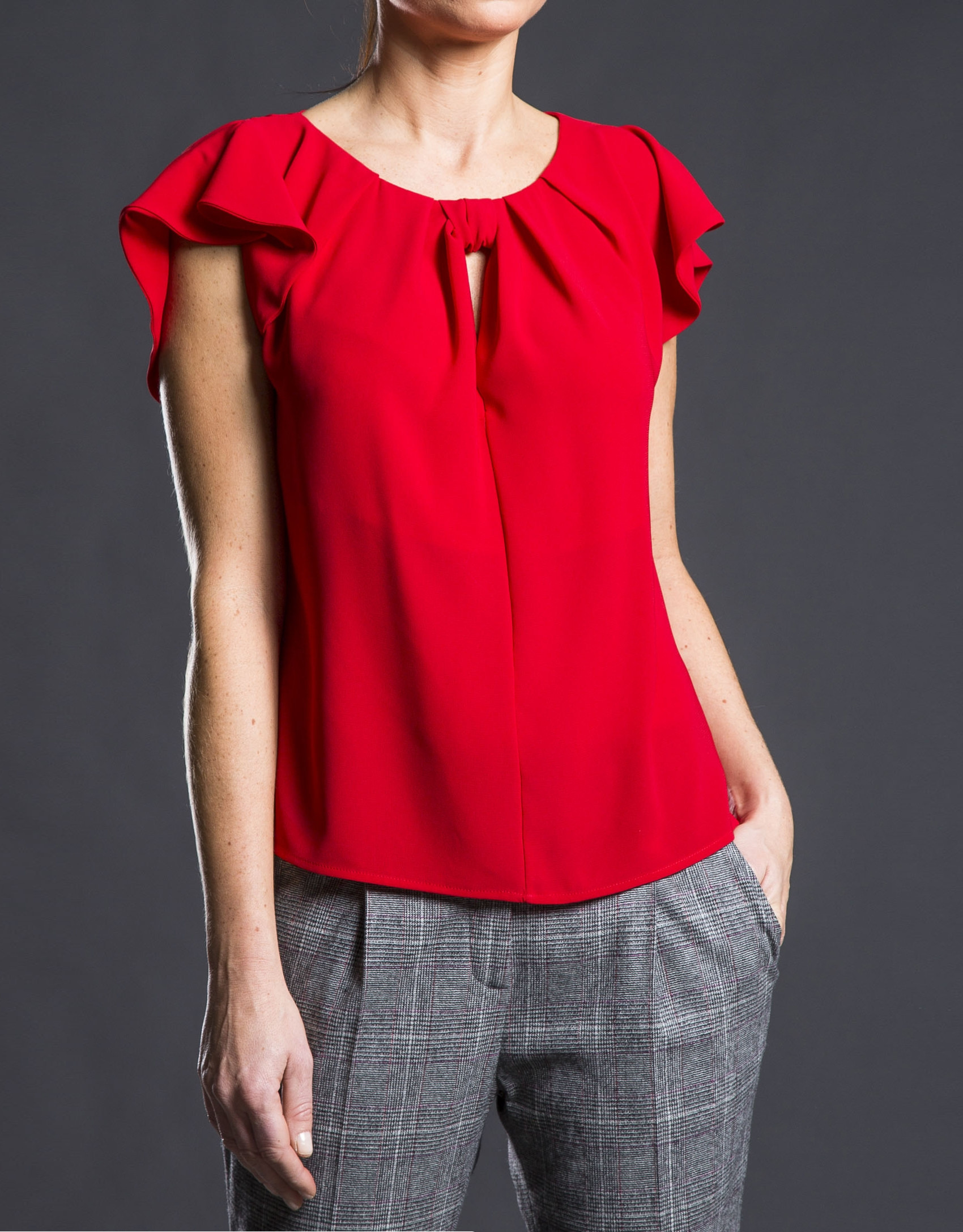 Red ruffled fantasy top