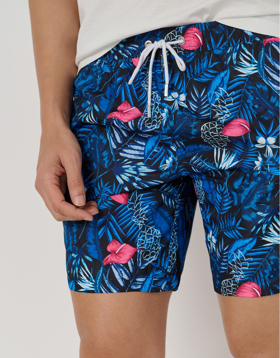 Bathing suit with blue tropical print - Man | Roberto Verino