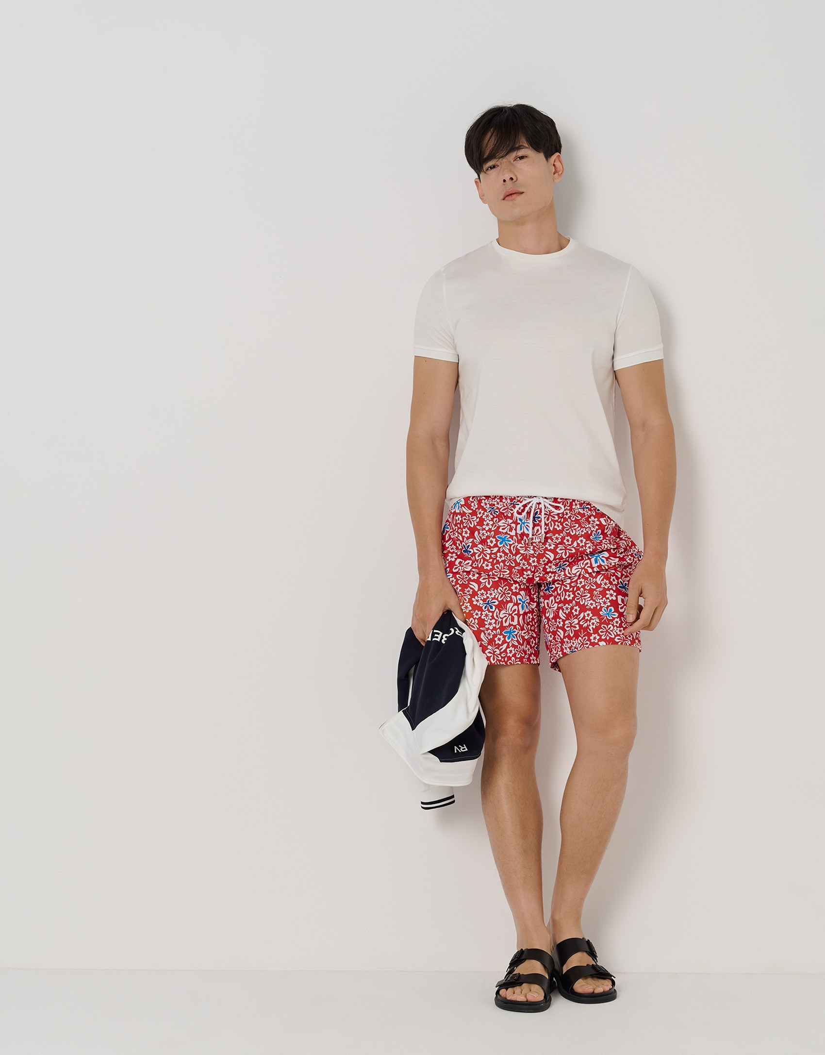 Red bathing suit with floral print - Man | Roberto Verino