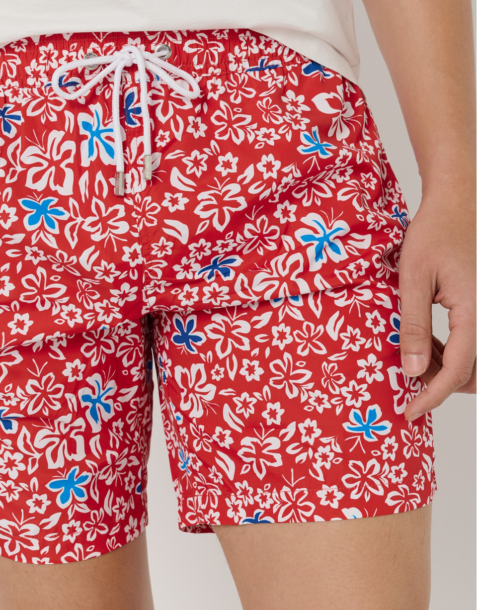 Bañador rojo estampado flores - Hombre - PV2024 | Roberto Verino