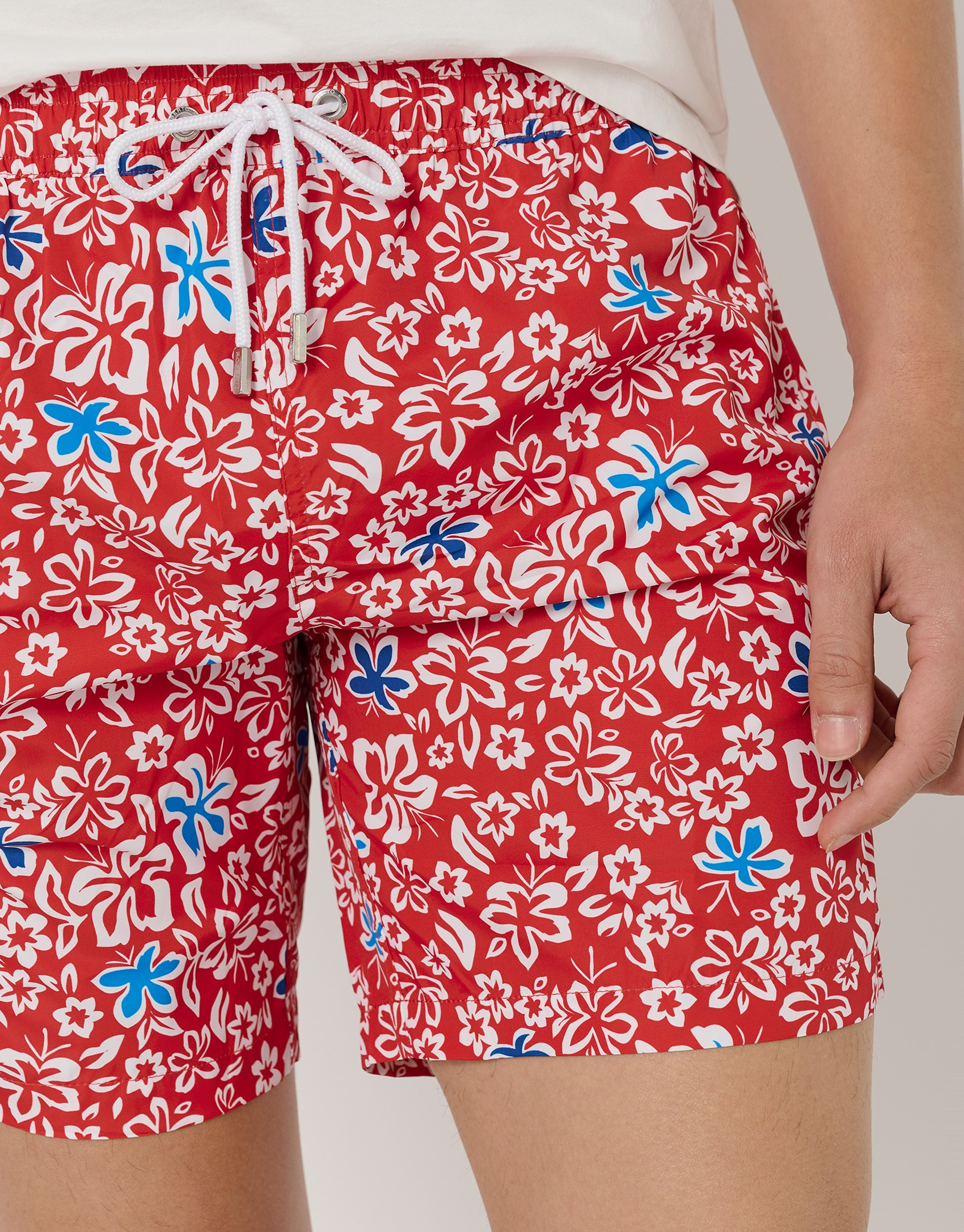 Red bathing suit with floral print - Man | Roberto Verino