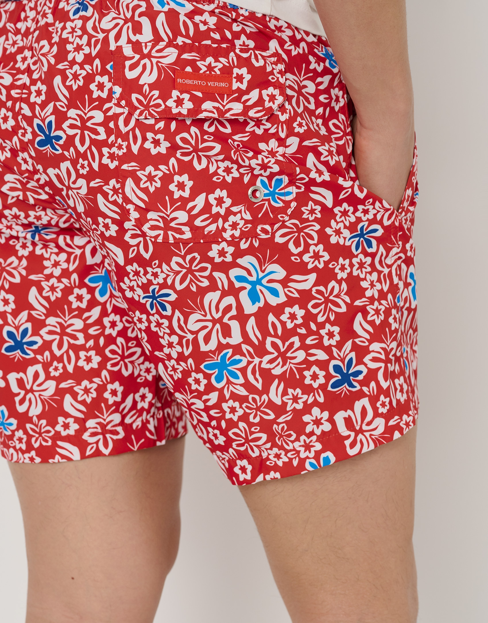 Red bathing suit with floral print - Man | Roberto Verino