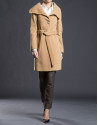 Camel overcoat with fur collar