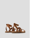 Brown leather flat Greek sandals