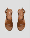Brown leather flat Greek sandals