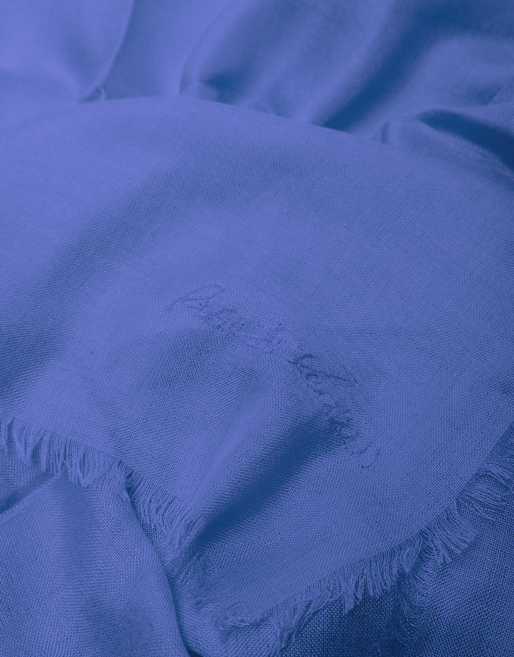 Blue rayon foulard with embroidered RV logo