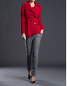Double-breasted red jacket with belt