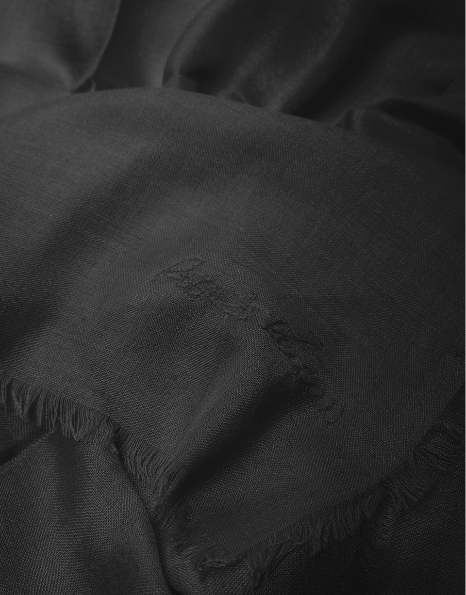 Black rayon foulard with embroidered RV logo