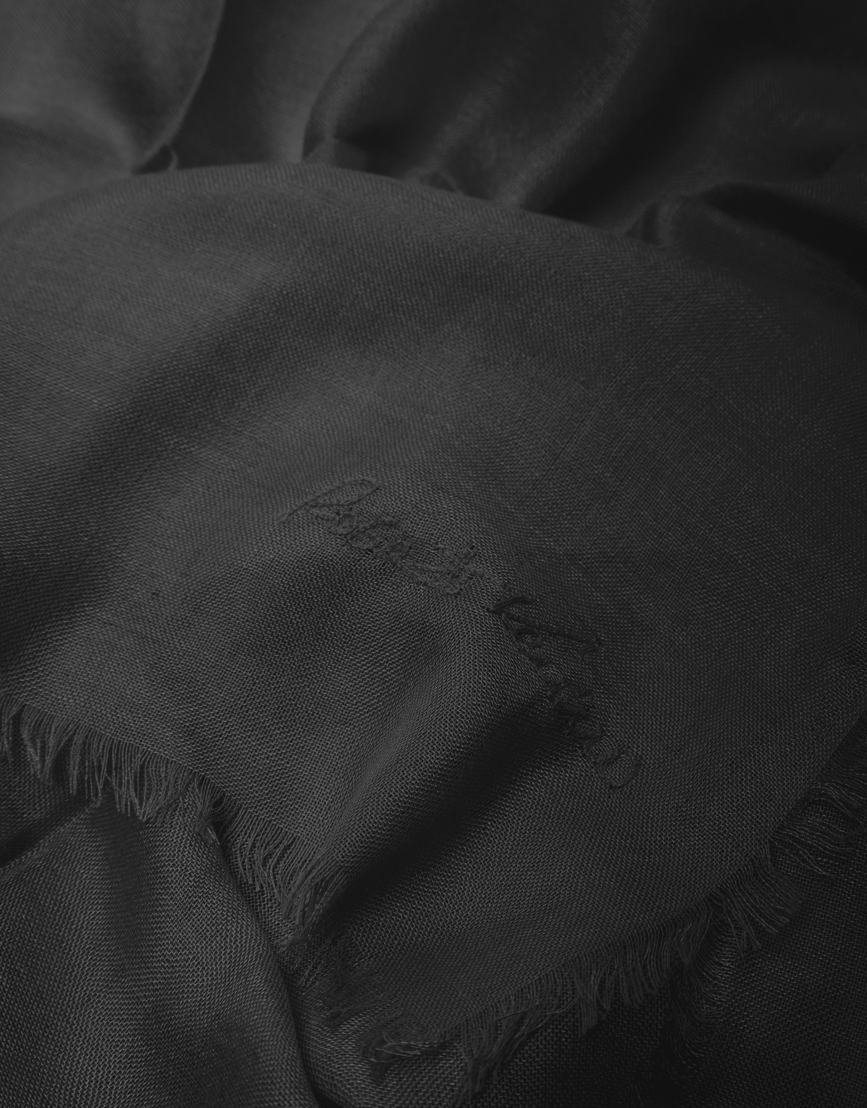 Black rayon foulard with embroidered RV logo